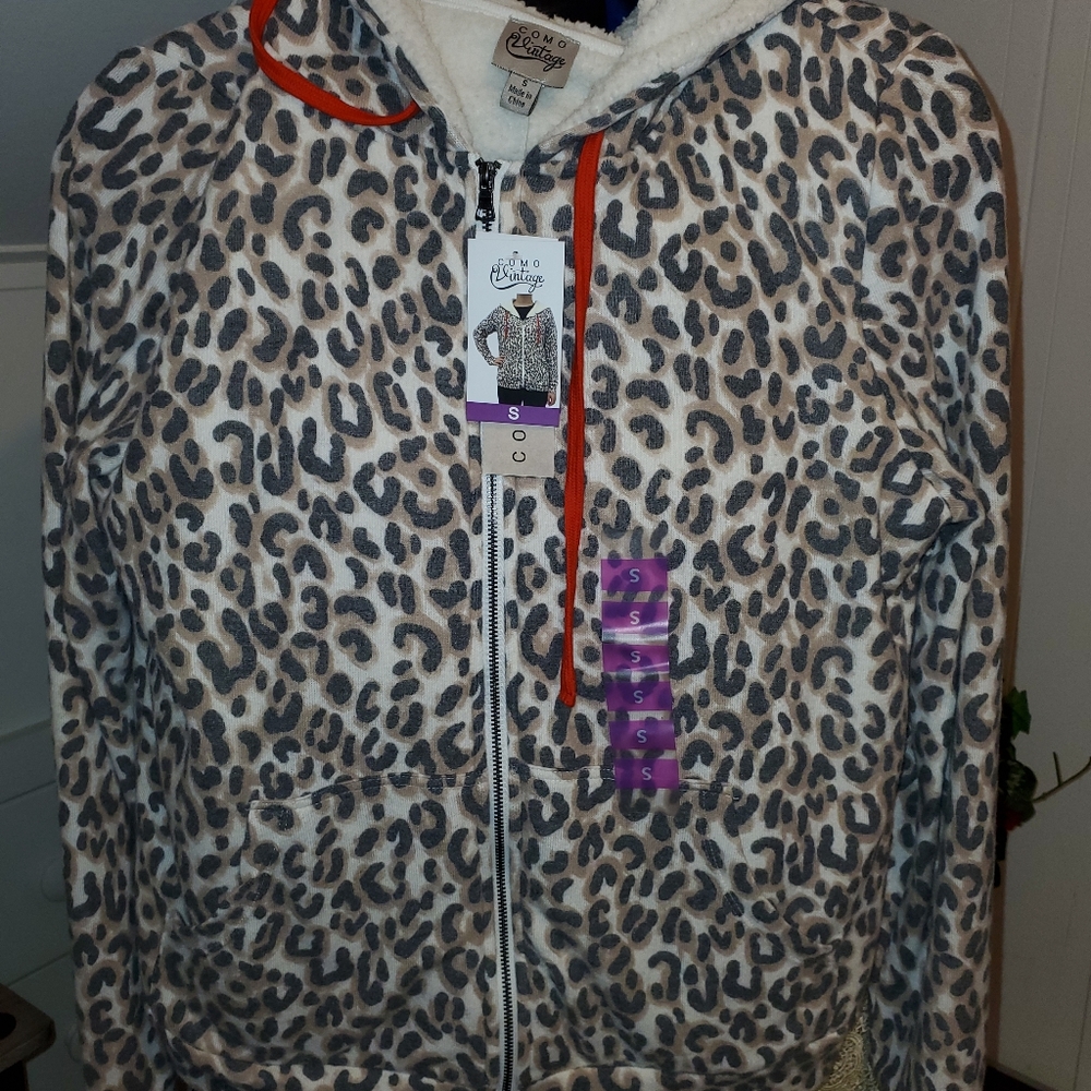 Vintage Leopard Hoodie Sz Small